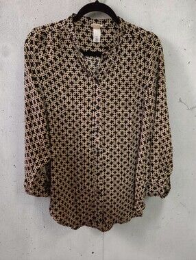 Richard Allen x H&M Black Geometric Button-Up Top Size 4